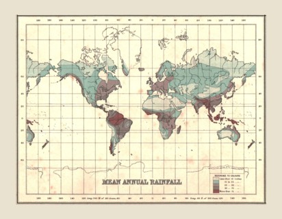World Map showing Mean Annual Rainfall, 1902.  Creator: Unknown.