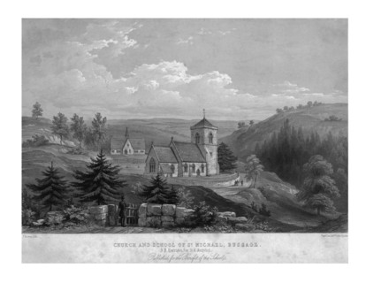 'Church and School of St. Michael, Bussage', c1800. Creator: Unknown.