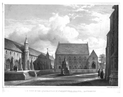 'S.W. View in the Quadrangle of St. Augustine's College, Canterbury', c1847. Creator: George Hawkins.