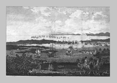 'The Town and Harbour of Portsmouth with a View of his Majesty's Fleet at Spithead', 18th century. Creator: Unknown.