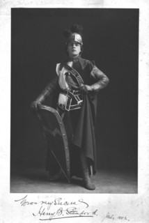 Man wearing a suit of armour, 1902. Creator: Unknown.