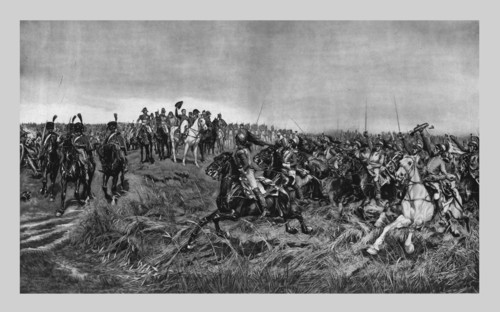 Charge of the French Cuirassiers, (late 19th century). Creator: Unknown.