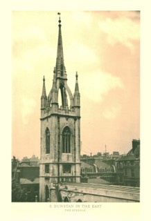 'St Dunstan in the East, The Steeple', mid-late 19th century.  Creator: Unknown.
