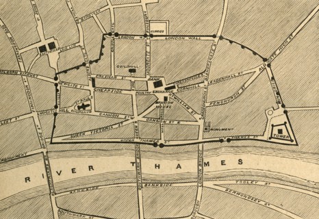'Part of Modern London, Showing the Ancient Wall', 1897. Creator: Unknown.