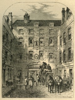'Outer Court of La Belle Sauvage in 1828', (1897). Creator: Unknown.