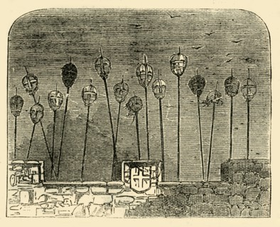 'Heads on Old London Bridge', (c1872). Creator: Unknown.