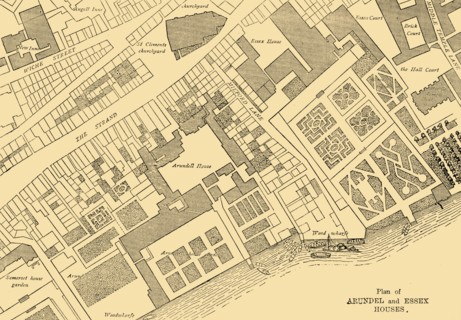 'Plan of Arundel and Essex Houses', (1881). Creator: Unknown.