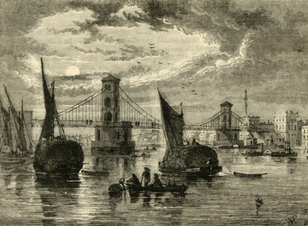'Hungerford Suspension Bridge, 1850', (1881). Creator: Unknown.