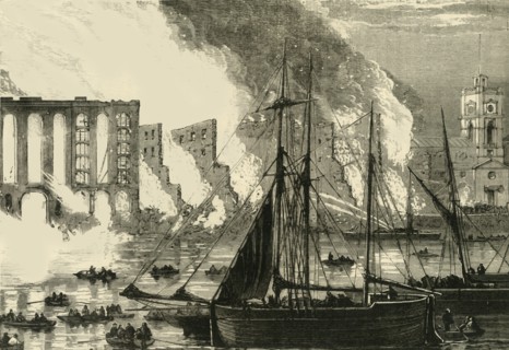 'The Great Fire at Cotton's Wharf Tooley Street, 1861', (c1878). Creator: Unknown.