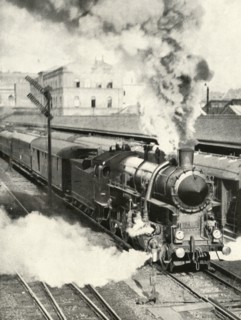 'Leaving Budapest. An express train departs from the Central Station', 1935-36. Creator: Unknown.
