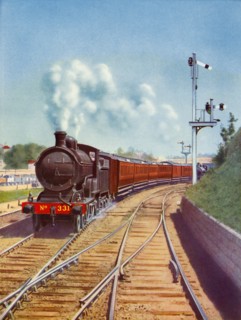 'Leaving Dublin. Great Southern Railways train, hauled by a 4-4-0 passenger express', 1935. Creator: Unknown.