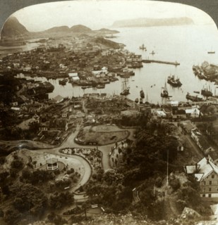 'Restoring a burned city - Aalesund, an island port, and important cod-fish market, Norway', c1905. Creator: Unknown.