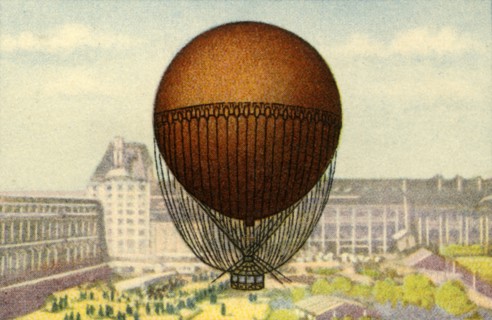 Giffard's balloon exhibited at the Paris World's Fair, 1878, (1932). Creator: Unknown.