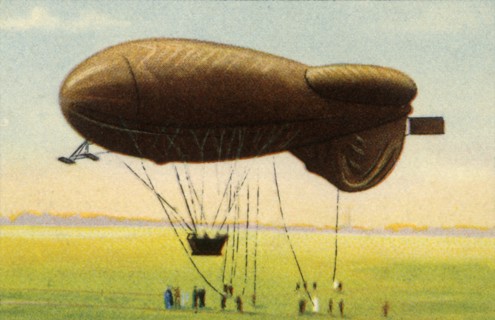 Streamlined barrage balloon with basket, 1918, (1932).  Creator: Unknown.