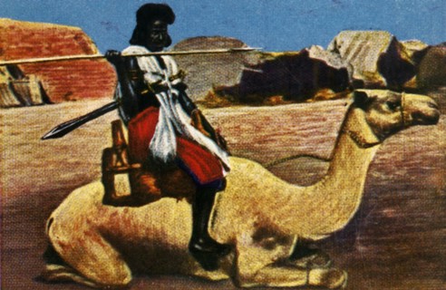 Sudanese warrior riding a camel, c1928. Creator: Unknown.