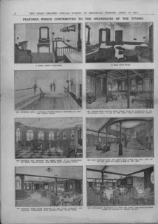 'Features which Contributed to the Splendours of the Titanic', April 20, 1912. Creator: Unknown.