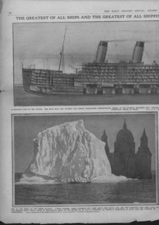 Sectional diagram of the 'Titanic', and iceberg, April 20, 1912. Creator: Unknown.
