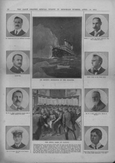 'An Artist's Impression of the Disaster' and 'The Awful News at Lloyd's', April 20, 1912. Creator: Unknown.