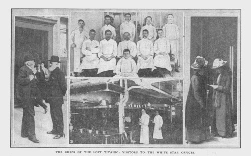 'The Chefs of the Lost Titanic', and 'Visitors to the White Star Offices', April 20, 1912. Creator: Unknown.