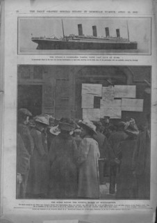 'Last Look at Home', and 'The Fateful Board at Southampton', April 20, 1912. Creator: Unknown.