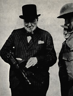 'Trying Out a Tommy-Gun', 1940, (1945). Creator: Unknown.