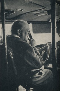 'Mr. Churchill with the R.A.F." - at the controls of the flying boat "Berwick", 1942, (1945). Creator: Unknown.