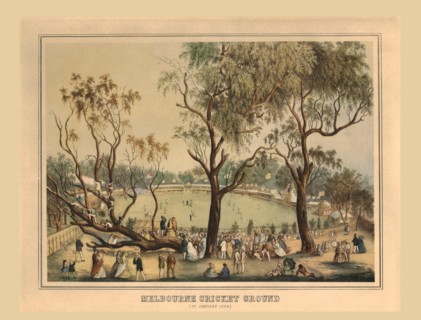 'Melbourne Cricket Ground, 1st January 1864'.  Creator: Unknown.