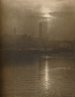 'Mists of a London Evening on the Surrey Shore By Waterloo Bridge', c1935. Creator: Huson.