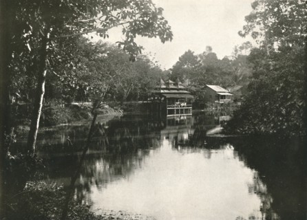 'Sacred Horse Shoe Lake and Zayats, Wingaba, Rangoon', 1900. Creator: Unknown.