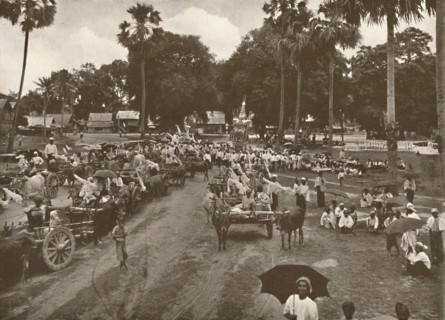 'Burmese Funeral. - Procession of Carts with Offerings', 1900. Creator: Unknown.