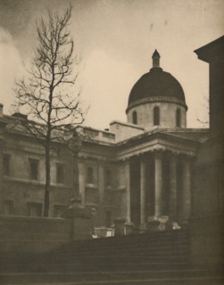 'The National Gallery from the Terrace Steps of Trafalgar Square', c1935. Creator: Walter Benington.
