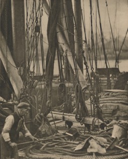 'At the Foot of the Mast on a Thames Barge', c1935. Creator: Walter Benington.