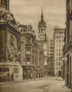'At the Base of the Monument of Fish Street Hill', c1935. Creator: Donald McLeish.