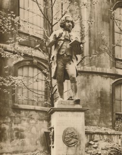 'Dr. Johnson on his Pedestal, Whence He Can See Fleet Street', c1935. Creator: Donald McLeish.