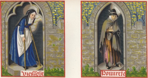 Old age and poverty, 15th century, (1849).  Creator: H Moulin.