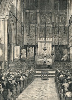 'Interior of St. Alban's Church, Holborn', late 19th century.  Creator: William Hatherell.