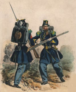 'Chasseurs A Pied', mid-late 19th century.  Creator: Hippolyte Lalaisse.