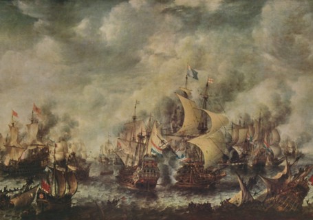 'Sea Fight Between the English and Dutch Off Ter Heyde, August, 1653', (1914).  Creator: Jan Abrahamsz Beerstraten.