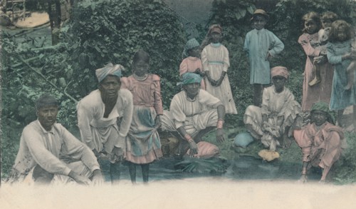 'Greetings from Jamaica. Coolies washing', 1905.  Creator: Unknown.