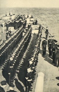 Royal Marines lined up on parade on board a ship, World War II, c1939-c1943 (1944). Creator: Unknown.