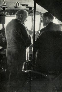 Winston Churchill talking to Captain Shakespeare of the flying boat 'Berwick', c1939-c1944 (1946). Creator: Unknown.