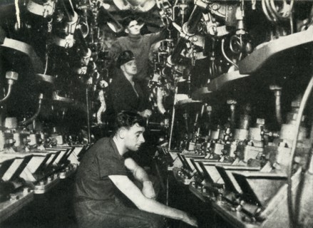 Engine room of a British submarine, World War II, 1945. Creator: Unknown.
