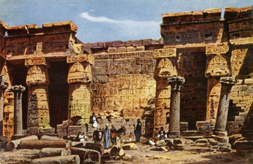 'Courtyard of the temple of Medinet Hobou', c1918-c1939. Creator: Unknown.