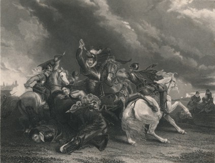 'Sir William Russell at the Battle of Zutphen', 1586, (c1830s). Creator: J Rogers.