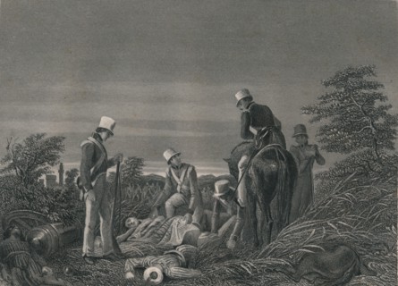 'Finding The Colours of the 24th Regiment After The Battle of Chilianwallah, January 1849'. Creator: J Rogers.