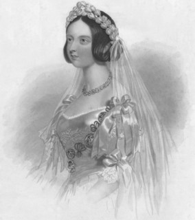 'The Queen in her Bridal Dress', 1840. Creator: William Henry Mote.