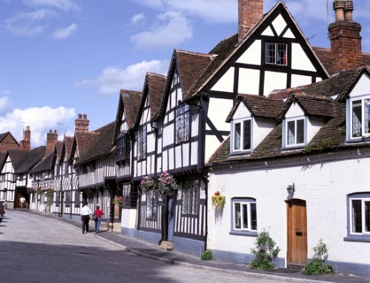 Timber-framed Tudor buildings in Mill Street, Warwick.