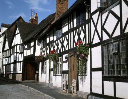 Timber-framed Tudor buildings in Mill Street, Warwick.