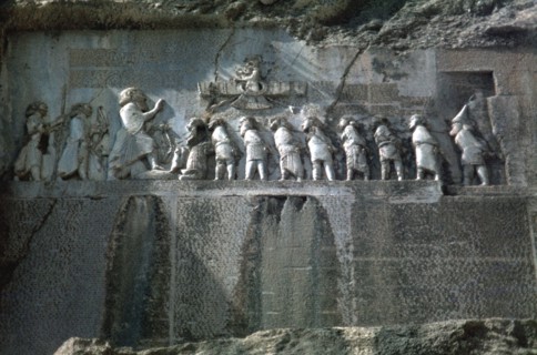 Detail of trilingual relief of Darius, Bisitun, Iran