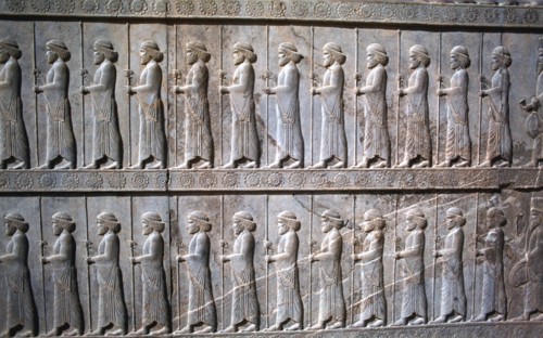 Relief of Immortals, the Apadana, Persepolis, Iran